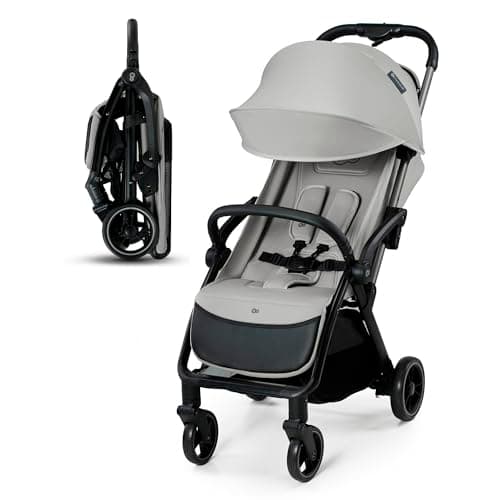 Kinderkraft APINO Passeggino Leggero fino 22 kg, Solo 7,5 Kg, Passeggino Da Viaggio, Pieghevole automatico, Schienale Regolabile In Posizione Sdraiata, Copertura Antipioggia, Grigio
