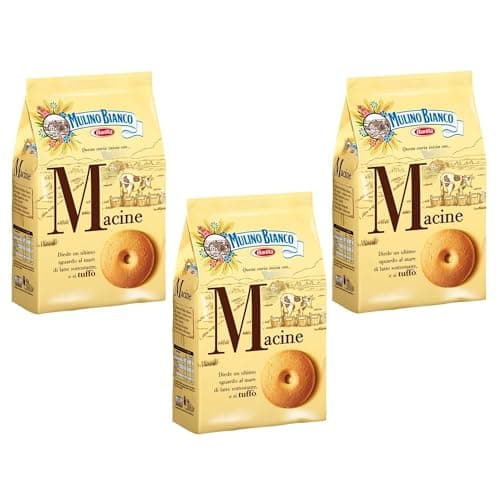 Mulino Bianco Macine 350g Italian Biscoti Cookies | Soft Shortbread Pastries Biscuits | GMO & Palm Oil Free | Filled with Creamy Chocolate | Icon of Taste and Goodness (Macine 350g, 3 Pack)