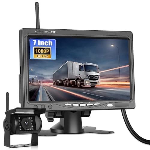 GOHHDL Telecamera Retromarcia Senza Fili da 7 Pollici 1080P HD Monitor, Telecamera di Backup Auto con IP68 Impermeabile, BSD, Visione Notturna per 12V-36V Camion Camper Furgoni