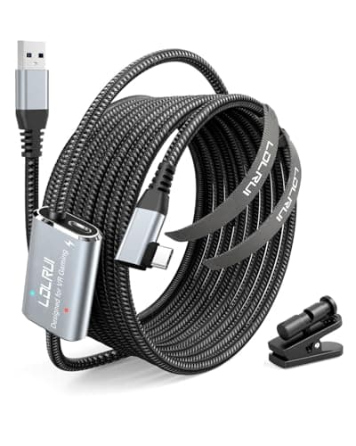 LDLrui Link Kabel 5m(16Ft) mit Ladefunktion, Kompatibel mit Oculus Meta Quest 3/3S, Quest2/1/Pro und Pico 4,Exklusiver Kabelclip,High Speed 5Gbps USB 3.0 to USB-C,SteamVR/PC Headset Zubehör