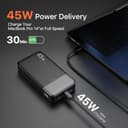 Banco de energía JUOVI Carga rápida, 20000mAh 45W Cargador portátil, Samsung Super Carga rápida con Pantalla LED Cargador de teléfono portátil, USB C Power Bank para MacBook, para iPhone 15 14 13 Pro - 2