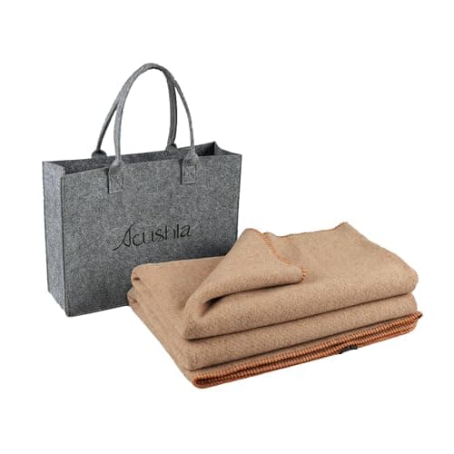 ACUSHLA Coperta in lana merino, grande e versatile, ideale per divano letto e divano, ideale per letto, clima freddo, extra large, 160 x 200 cm, colore: cachi