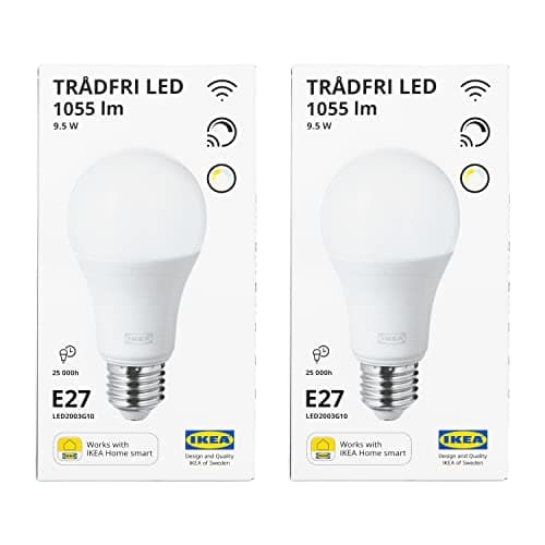 Ikea TRADFRI Smart Zigbee LED Bulbs, E27 Globe, 1055lm, 9.5W, White Spectrum, 805.176.45 - Set of 2