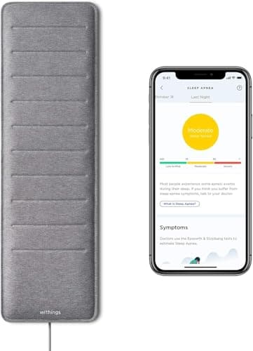 WITHINGS Sleep Analyzer- sensore del sonno sotto il materasso, rilevamento dell'apnea del sonno, analisi clinica del sonno, salute cardiovascolare, dispositivo medico detraibile