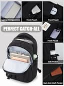 FIORETTO Lightweight School Backpack Womens, Cute School Bag for Teenager Girls, 145.6 Laptop Rucksack Backpack for School Casual Daypacks Travel Backpack for College Work Black 25L - 6