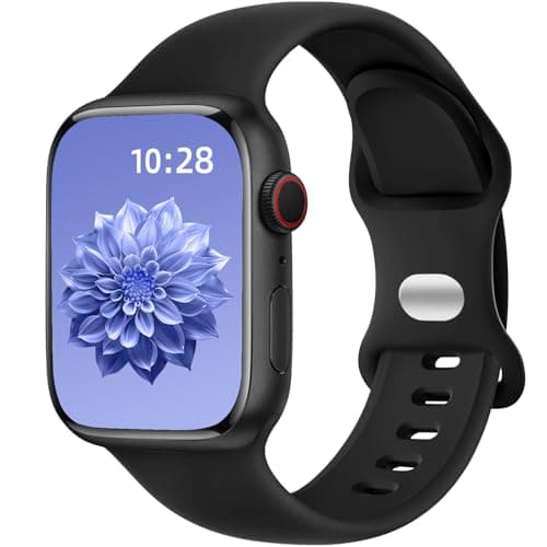 Dirrelo Compatible with Apple Watch Strap 44mm 45mm 46mm 42mm 49mm Women Men, Soft Silicone Sport Band Replacement for iWatch Apple Watch SE 3 2 Series 11 10 9 8 7 6 5 4 3 2 1 Ultra 3 2 Straps, Black