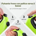 Pecute Guinzaglio Retrattile per Cani 10M (Fino a 50 Kg), Guinzaglio per Cane con Guinzaglio Esteso Senza Grovigli a 360°, Impugnatura Antiscivolo e Pulsante di Freno Rapido,Verde - 6