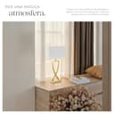 tectake® lampada da scrivania moderna, 60W, luce antiabbagliamento, paralume in tessuto, lampada da comodino struttura in ferro rivestito, base stabile, bajour comodino, design elegante - Color Ottone - 3