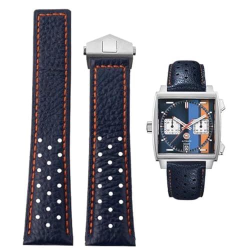 TAG Heuer Leder Uhrenarmband 22mm - Echtleder mit Blauen Schwarz Armband für Carrera, Aquaracer, Monaco Serie