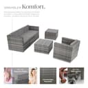 tectake® Poly Rattan Lounge, Outdoor Gartenmöbel Set mit Sofa, Sessel, Hocker und Tisch, variabel kombinierbar, Möbel wetterfest für 4-5 Personen, Balkonmöbel, Gartenlounge, Terrassenmöbel - grau - 3