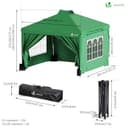 VOUNOT® 3m x 3m Pop Up Heavy Duty Gazebo with Sides, Central Lock System & 4 Weight Bags & Carry Bag, Marquee Garden Party Tent Outdoor, Green - 6