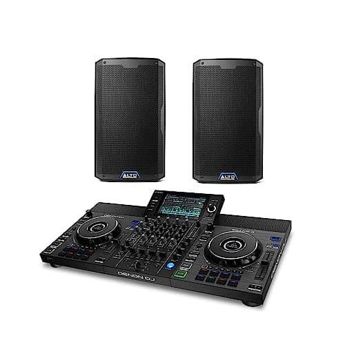 Denon DJ SC LIVE 4 and 2x Alto Professional TS410 Standalone DJ Controller, 4-Channel Mixer, WiFi, Speaker and 2x 2000W 10" Active PA Speaker with 3-Channel Mixer, Bluetooth Streaming and DSP
