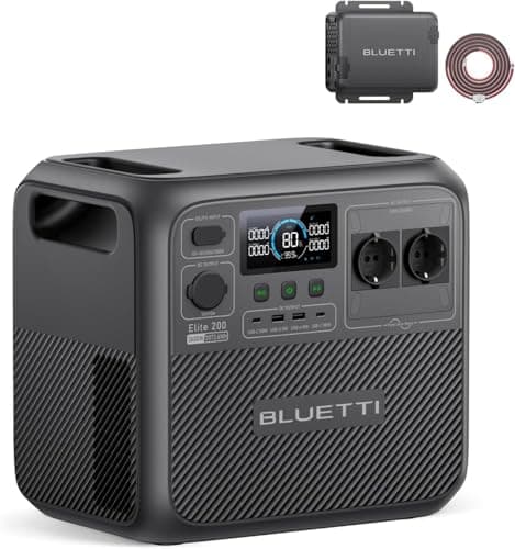BLUETTI Elite 200 V2 Powerstation mit Charger 1, 2073,6Wh LFP Backup, 560W Alternator-Ladegerät, 2 2600W AC Ausgängen, 4,2 Std. volle Ladung über Auto, ideal für Reisen, Off-Grid, Stromausfälle