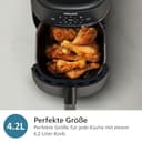 Philips Airfryer 2000 Series Heißluftfritteuse, 4,2L, Digitaler Touchscreen, 13 Garoptionen, 9 voreingestellte Funktionen, 90% weniger Fett mit RapidAir Technologie, 1500W Leistung, Schwarz (NA229/00) - 6