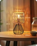 EDISHINE Lámpara de Mesa Vintage, con Pantalla Bohemia Tejida a Mano y Base de Hierro, Incluye Bombilla LED con Luz Blanca Cálida de 2700K, Ideal para Dormitorio, Sala de Estar y Oficina - 4