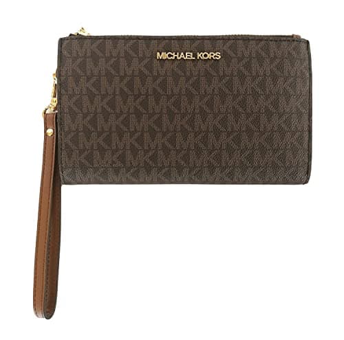 Michael Kors Jet Set Travel, Portafoglio da viaggio con cinturino da polso e doppia cerniera da donna, Large