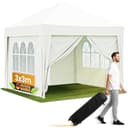 NATURIZ® Pavillon 3x3 Wasserdicht Stabil Winterfest und UV 50+ Schutz - Faltpavillon mit Seitenwänden - Pop Up Zelt für Garten, Camping, Märkte - Gartenpavillon (Beige, 3x3m) - 1