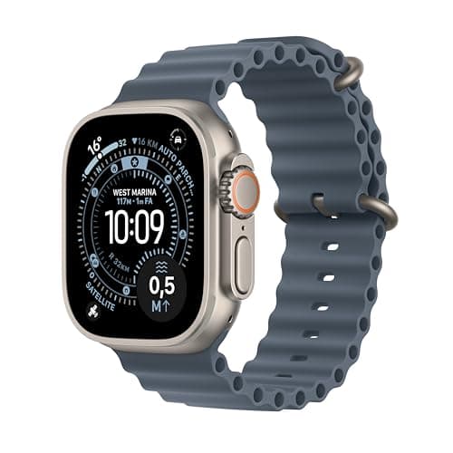 Apple Watch Ultra 3 GPS + Cellular, Cassa 49 mm in titanio naturale con Cinturino Ocean blu salmastro