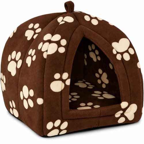 Igloo Pet Bed Cat Kitten Dog Fleece Cute Pyramid Cozy Washable Warm House Cave Pet Tent for Kittens, Rabbits, Guinea Pigs, and Other Small Animals