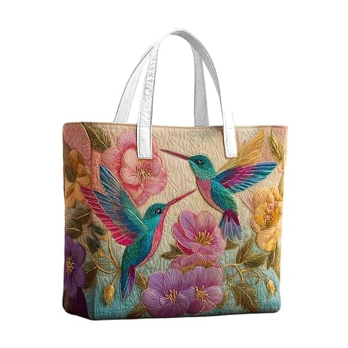 Generisch Shopper Tasche Damen Unisex Geräumig Lässig Stofftasche Mit Stickerei Gesteppt Gepolstertem Griff Patchwork,Süße Personalisierte Wiederverwendbare Taschen
