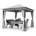 TOOLPORT Gartenpavillon 3x3 m ca. 180g/m² Dachplane wasserdicht Pavillon - 4 Seitenteile Gartenzelt hell grau Partyzelt ca. 6x6cm Profil - 1