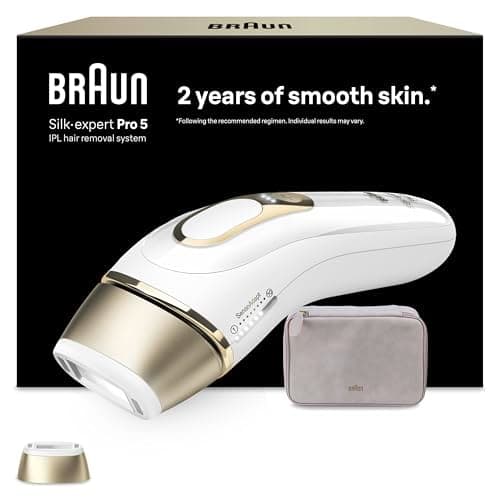 Braun Smart IPL Silk·Expert Pro 5, at Home Laser Hair Removal, Permanent Hair Reduction, with Pouch, 1 Attachment Head, PL5100