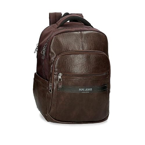 Pepe Jeans Horley Mochila para Portátil Doble Compartimento Marrón 30x42x14,5 cms Poliéster 18,27L