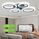Caufloce Modern Smart Plafoniera Led Soffitto con Telecomando e App, Lampadario Dimmerabile da 48W, 3 Temperature di Colore, Modalità Memoria e Timer, Adatta Per Camera da Letto, Soggiorno, Nero - 4