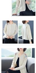 DBFBDTU - Maglione da donna lavorato a maglia, cardigan vintage, cappotto per madre di mezza età con ricami, giacca in maglia, Blu, XXL - 4