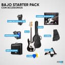 Max GigKit - Pack completo de bajo eléctrico Negro con amplificador de 40W, funda, soporte, afinador, cuerdas y cable incluidos, ideal para principiantes, ensayos en casa o estudio. - 7