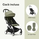 Passeggino Stokke YOYO3 da 6 mesi - Include telaio bianco/cuscino seduta Olive + Capottina - Si ripiega e si apre in un lampo - Leggero e compatto - Compatibile con il bagaglio a mano - 8