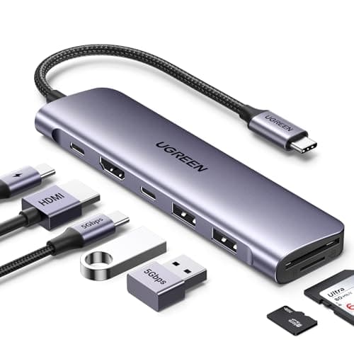 UGREEN Revodok 1071 Hub USB C HDMI 4K Adaptador Tipo C Lector Tarjeta SD TF PD 100W Carga Compatible con MacBook Pro Air M3 M2 M1, iPad, iPhone 17 Pro MAX Air, Galaxy S24
