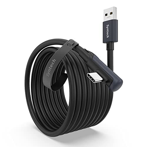 Syntech Link Kabel 5M, Kompatibel mit Oculus Meta Quest 3/3S, Quest2/1/Pro und Pico 4, PC Steam VR Zubehör, High Speed Datenübertragung, USB 3.0 zu USB C Kabel für VR und Gaming PC, Schwarz