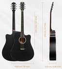 Vangoa - Chitarra acustica elettrica cutaway 104,1 cm, con equalizzatore a 4 bande, borsa, tracolla, accordatore, corda, plettri e capotasto 41 inch Nero - 6