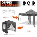 3x3m Pop Up Gazebo, Gazebo with Removable Sidewalls, Sturdy Frame, Weather-Resistant Protection, Ideal for Outdoor Events, Parties, and Markets (grey) - 3