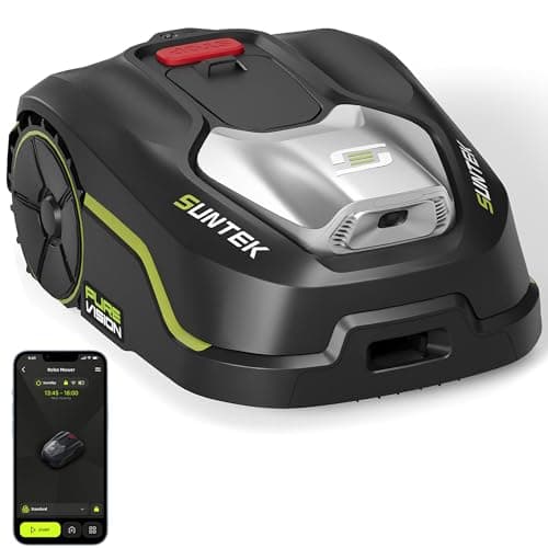SUNTEK Robot cortacésped inalámbrico periférico – Robot recortadora IA + visión para 250 m², tecnología IA cámara, pendiente hasta 35°, estanqueidad IPX5, cartografía automática, multizonas, control