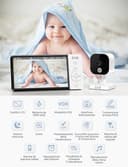 GHB Baby Monitor Video e Audio 5", Telecamera Neonato con Schermo IPS 5000mAh, Visione Notturna, Sensore di Temperatura, VOX, Ninnananna - 2