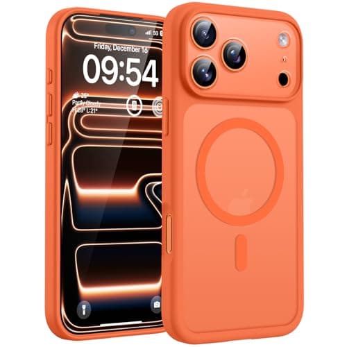 TOCOL für iPhone 17 Pro Max Hülle für MagSafe, Vollständiger Kameraschutz, Eingebauter Magnetring, Stoßfest Kratzfest Transluzente Matt Handyhülle für iPhone 17 Pro Max Case 6,9 Zoll, Orange