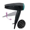 Remington Asciugacapelli 2000W - Pieghevole e Potente - Asciugacapelli da Viaggio, Bacchetta e Diffusore per styling, 2 livelli di riscaldamento e ventola, On The Go D1500 - 1