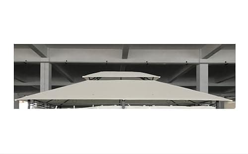 Outsunny Techo de Repuesto 4x3 m para Cenador de Jardín Toldo para Pérgola Recambio con Doble Techos y 8 Orificios de Drenaje Impermeable Anti-UV Beige