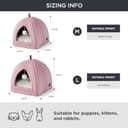 Bedsure Cat Cave Bed Indoor - Flannel Hooded Cat Igloo House, 40x40x40cm Enclosed Foldable Pet Bed with Removable Washable Cushion Pillow, Pink - 6