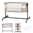 Kinderkraft Nestee UP 2 Cuna Colecho para Bebé con Colchón, Cuna de Cabecera, Fácil Ajuste de Cama de Padres, Ajuste de Altura, Buena Circulación de Aire, Ruedas transportarás, Beige - 3