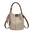 Fryloo Borse Borsa A Secchiello da Donna Mano Effetto Tessuto in Tinta Unita, Spalla E Tracolla, Opzione di Trasporto Mano-Beige - 1