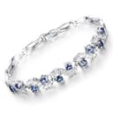 Crystalline Azuria Donna 18ct Placcato Oro Bianco Bracciale Tennis con Zaffiro simulato Blu Cristalli di Zirconi 19 cm - 1