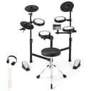 FANTASK Batería electrónica, Juegos de batería E-Drum Plegables con Pads de Malla, 150 Sonidos y 10 Demos, metrónomo y USB Midi, 2 Pedales y 2 Baquetas, Juego de batería electrónico de 7 Piezas para - 1