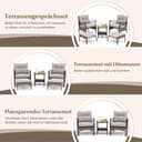 COSTWAY Rattan Gartenmöbel Set, 5-teiliges Balkonmöbel, Balkonset inkl. 2 Stühle mit Kissen, Hocker & Tisch, Terrassenmöbel, Gartengarnitur, Sitzgruppe für Garten, Balkon, Terrasse - 2