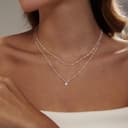 Meteorstarry Kette Silber 925 Damen,2 Stück Layerd Mehrreihige Silberkette 925 mit Cubic Zirkonia Anhänger,Wasserfester Halskette Boho Modeschmuck Geschenk für Frauen Mädchen 38/45 CM - 4