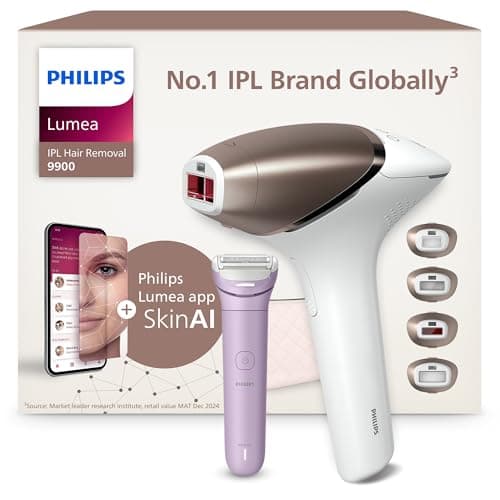 Philips Lumea 9900 Series, IPL Hair Removal Device BRI951/01 Including Lady Shaver BRL149/00 - Laser Hair Removal Alternative, SenseIQ and SkinAI Technology, Corded & Cordless Use