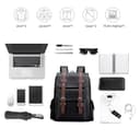 FUNSEED Mochila para hombre, gran capacidad, bolsa para portátil de 15,6 pulgadas, bolsa de hombro de cuero PU vintage para viajes y trabajo, caqui, L - 4