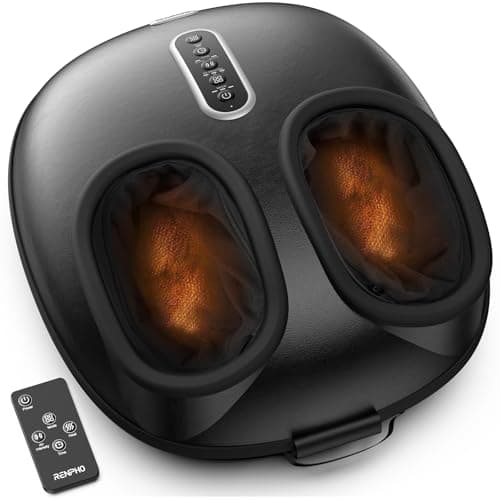 RENPHO Foot Massager with Heat [2026 Updated], Shiatsu Foot Massager for Plantar Fasciitis, 3 Air Compression Modes and Levels, Gifts for Women Men, Up to EU 46, Black